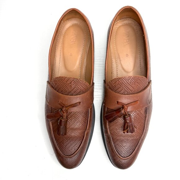 Zara Slip On Woven Dress Tassel Penny Loafers Mens US 10 EU 43 Brown main image 8